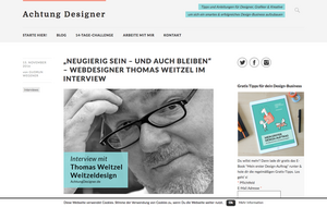 Grafik mit Text: Interview & Verlosung auf achtungdesigner.de