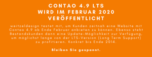 Grafik mit Text: Contao 4.9 LTS in Kürze verfügbar