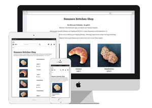 Screenshot: Online Shop für Remmers Backstube auf Langeoog