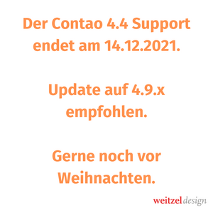 Grafik mit Text: Der Contao Support für die Version 4.4 endet am 14. Dezember 2021