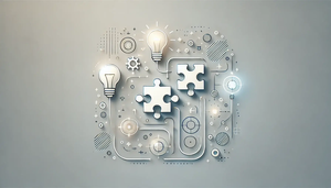 Abstrakte Grafik mit Puzzleteilen und Diagramm